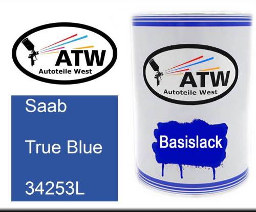 Saab, True Blue, 34253L: 500ml Lackdose, von ATW Autoteile West.